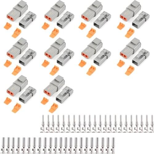 JRready ST6251 DTP 10PCS Kit Waterproof Connectors Set Buckle-T DTP 12# Terminals Automotive Electrical Connectors Wire12-14AWG