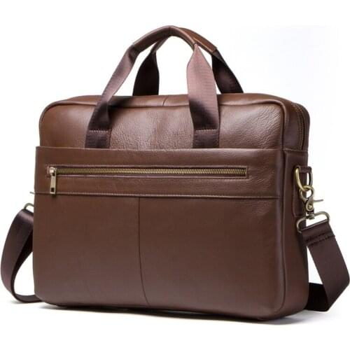 Mens Hand Computer Business Briefcase Full-grain Leather MENS handbag