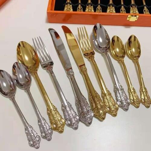 24 pieces 6 peoples western cutlery set 304 stainless steel dinnerware set gift