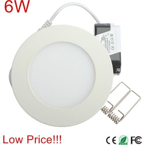 Low Price!!! Ultra Bright 6W AC85-265V Led Ceiling Recessed Downlight Round Panel light Led Panel Bulb Lamp Light