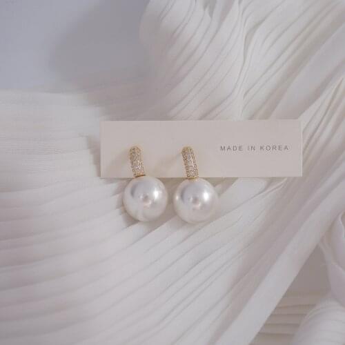 New Arrival Fashion Jewelry Micro-inlaid Zircon Pearl Simple Stud Earring for Woman Korea Style Holiday Party Daily Earring