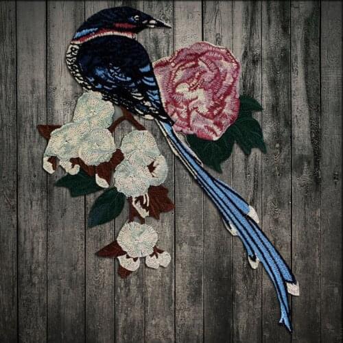 New Bird Patches Jacket Embroidery Retro Fashion Large Bird Decoration Stickers Clothes Applique Sewing Applications DIY