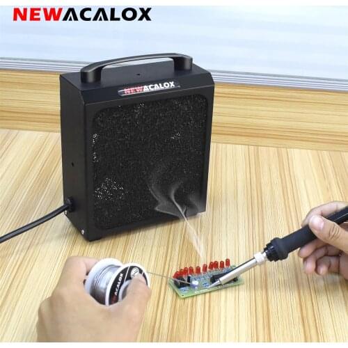 NEWACALOX 110~220V 30W Soldering Smoke Absorber Fume Extractor Fan Carbon Filter Sponge Soldering Station Smoke/Dust Filter
