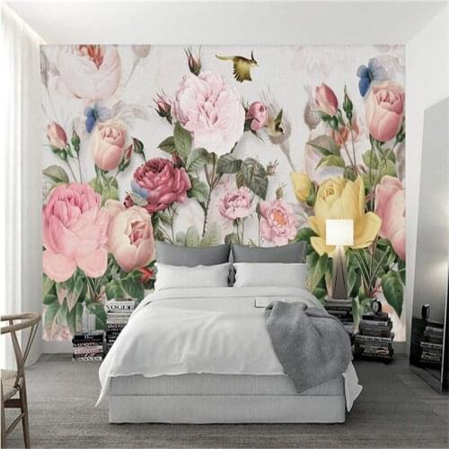 Custom 3d photo wallpaper wall murals 3d wallpaper European vintage hand-painted plant flower custom 3d wallpaper home decor