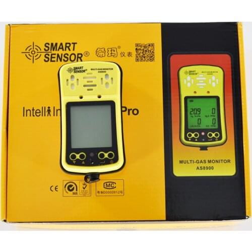 Portable Multi Gas Monitor Detector 4 in 1 Smart Sensor AS8900 CO O2 H2S Combustible gas leakage detection