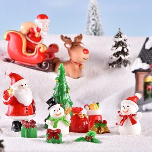 Christmas Decorations for Home Mini Santa Christmas Tree Figurine Snow Landscape Model Ornaments Room Decoration Doll House