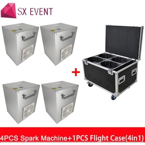 Silver white Spark firework fountain 5m height indoor safety cold pyro factory wholesale 4pcs machine with flycase