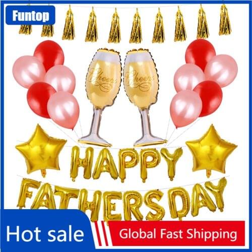 Hot Happy Fathers Day Balloons Decoration Set 16 Inches Rose Gold Letter Aluminum Foil Balloons Mothers Day Party Decorations