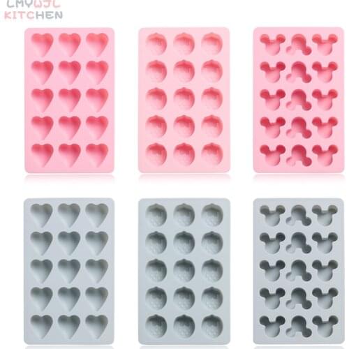 Cartoon Mouse Head Strawberry-shaped Silicone Mold Chocolate Candy Baking Mold Accessories Cake Decoration Ice Tray Making Tool