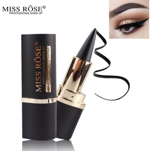 Miss Rose Long-lasting Smoky Eye cream Waterproof Natural Eyeliner Pen Maquiagems Solid Thick Black Eyes Liner 7402-020M