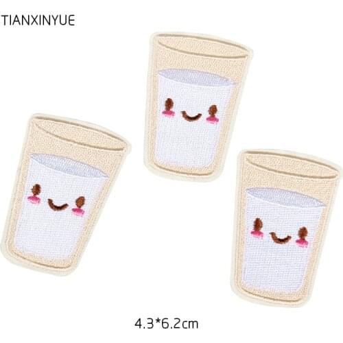 TIANXINYUE 10pcs/lot milk smile patch iron on patch Motif sew on iron on fabric Applique DIY cloth accessory