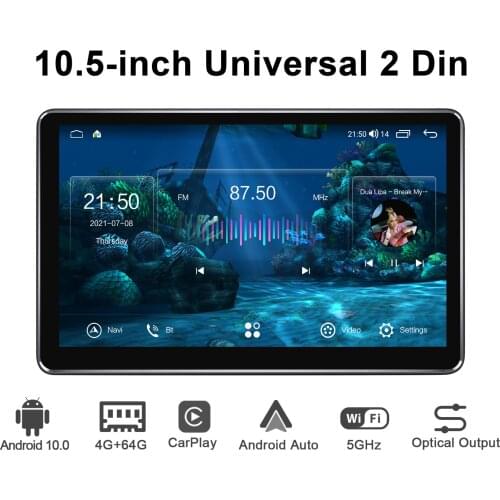 Android 10.0 Head Unit Car Universal Multimedia Player 10.5 Inch Double Din Steering Wheel Reverse Camera With Carplay 4G HD