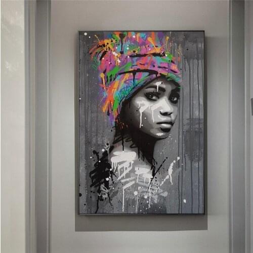 African Woman Canvas Art Paintings on the Wall Art Posters And Prints Graffiti Art Abstract Black Woman Art Pictures Home Decor