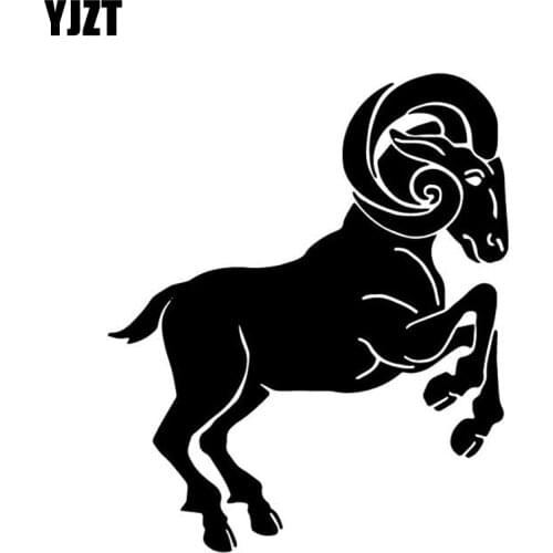 YJZT 13.1CM*15.6CM Goat Fashion Pattern Vinyl Decal Car Door Decor Car Sticker Black/Silver C4-2932