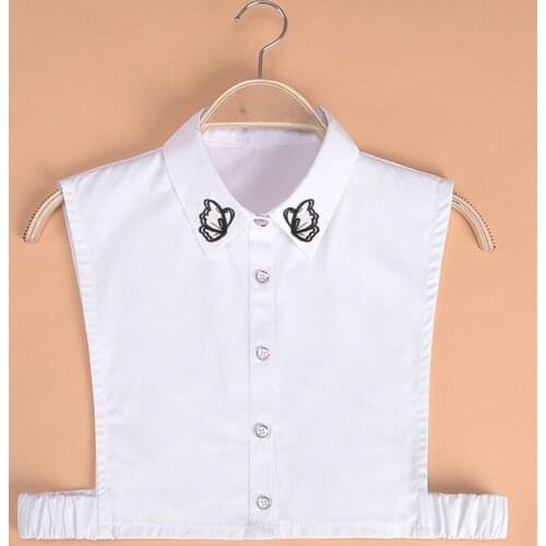 YSMILE Y Shirt Sweater Removable Fake Collar Fashion White Embroidery Butterfly Blouse Decoration Collar High Quality For Lady