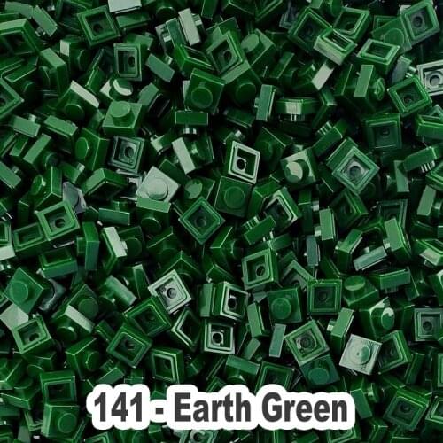 No.141 Earth Green Educational Construction Toy Plastic Small Building Brick Accessories 1X1 Plate Blocks Pixel Art for Adults