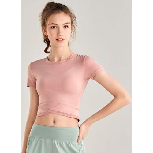 Women Yoga Shirts Short Sleeve Sexy Sport Shirt Quick Dry Running T-shirt Fitness Gym Workout Tops Sportswear S-XL