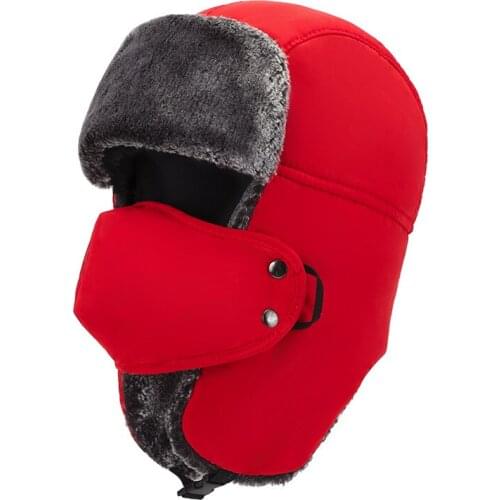 Winter Fur Warm Windproof Hat Men Women Lei Feng Cap Bomber Faux Fur Ear Flap Cap Black Ski Trooper Trapper Cold Anti-snow Cap