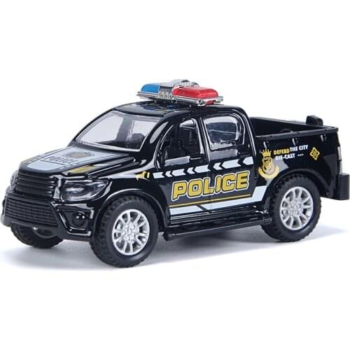 1:43 Alloy Diecast Pickup Trucks Kids Police Series Car Toys Model Pull Back Fire Rescue Vehicle Toy For Boys Children Gift S029