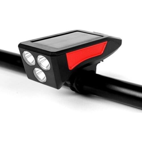 1PC Bicycle Headlight 3Led Mountain Bike Waterproof Charging Treasure Glare Riding Equipment Warning Solar Horn Headlight