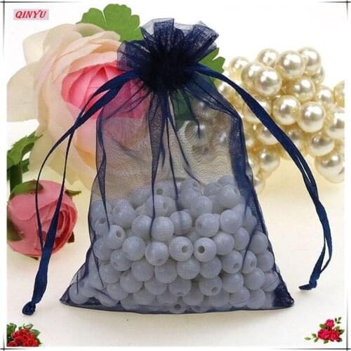 100pcs 7x9 9x12 10x15cm Organza Jewelry Bags Pouch Organza Drawstring Bag colorful Tulle Jewelry Packaging Bags5z