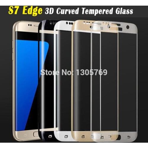 Wholesale 3D Curved Tempered Glass For Samsung Galaxy S7 Edge G935F Screen Protector 9H Film Protective 100pcs/lot