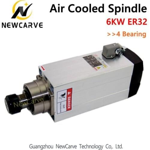 4pcs Ceramic Bearings 6KW 380V Air Cooled Spindle CNC Milling Machine Spindle Motor Newcarve