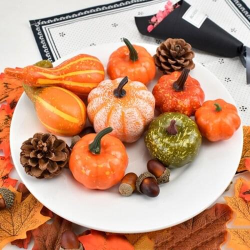 50pcs Mini Artificial Pumpkin Fake Gourd Acorn Berries Maple Leaf Halloween Decoration For Home Halloween Props DIY Crafts