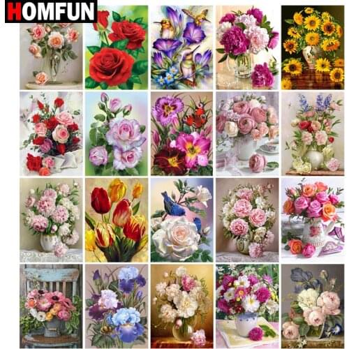 HOMFUN Diamond Painting Cross Stitch "Flower landscape" Full Square Round Diy 5d Diamond Embroidery Picture Rhinestone Art