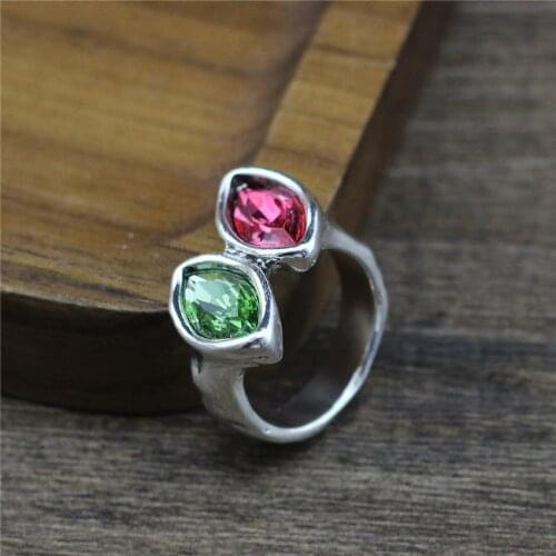 Anslow Fashion Jewelry Geometric Stitching And Color Women Couple Engagement Wedding Promise Ring Girls Birthday Gifts LOW0076AR