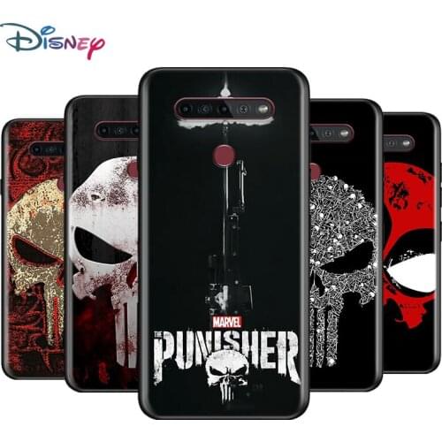 Black Soft Marvel Punisher Skull For LG K92 K62 K52 K42 K31 K22 K71 K61 K51S K41S K30 K20 G8 G8S G8X ThinQ Phone Case