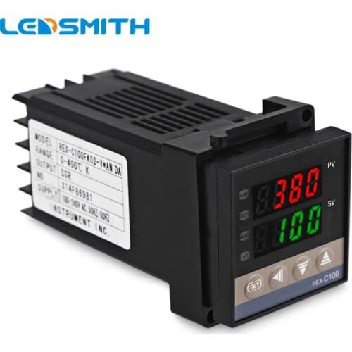 LEDSMITH PID Digital Temperature Controller Thermostat REX-C100 220V AC With 40A SSR Solid State Relay And K Thermocouple Probe