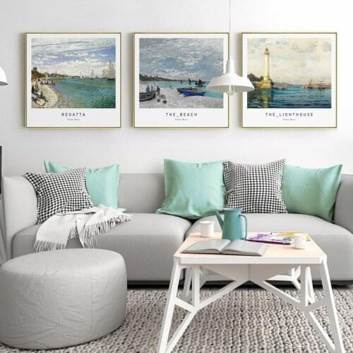 EECAMAIL Modern Simple Living Room Triple Diamonds Monet Beach Landscape Cross-stitch Diamond Embroidered 2018 New Full Diamond