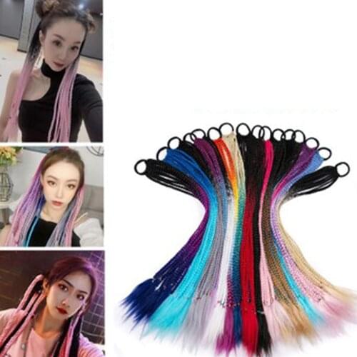 Hair Color Gradient Dirty Braided Ponytail Colored Little Braid Ponytail Hair Ring Braided Colored Hair Styling Accessories