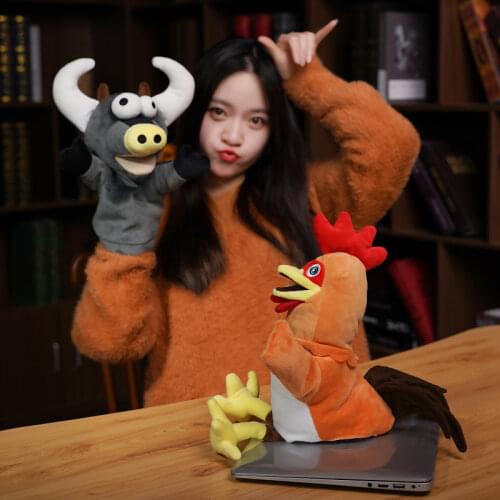 Ручная кукольная игрушка Unicorn Rooster Black Bull Cartoon Hand Puppet Plush Doll Baby Comforting Toy Hand-run Game Essential G