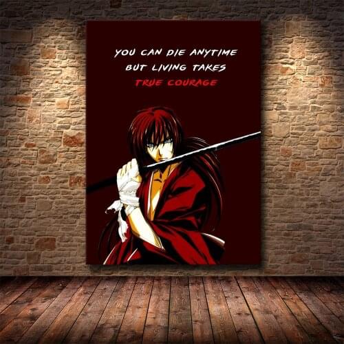 Rurouni Kenshin Quote Cartoon TV Series Character HD Printing Canvas Painting Living Room Decoration Painting