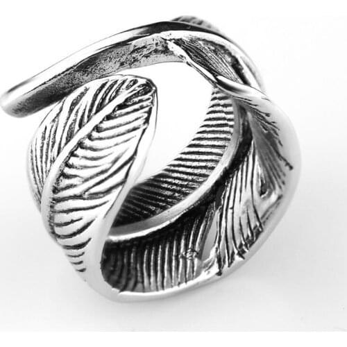 2020 Titanium steel feather ring for men women wholesale couple jewelry