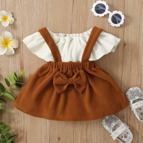 1-3Yrs Babies Girls Clothes Set Soft Ruffles T-Shirts Tops Straps Skirts 2Pcs Summer Kids Girls Clothing Outfits