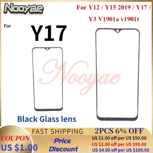 Cover On Front Digitizer LCD Sensor Glass Panel Black 6.35 inch For Vivo Y12 Y15 Y17 Y3 Y3s U3x 2019 Touch Screen Glass lens