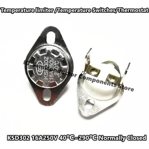 KSD302 16A250V 100C 110 120 130 150degree over temperature power off NC Temperature sensor switch limiter / Thermostat ceramics