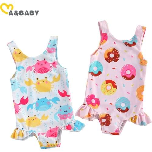 Ma&Baby 0-3Y Summer Cute Infant Toddler Baby Girl Swimsuit Ruffles Swimwear Donuts Animal Print Beachwear Bathing Suit