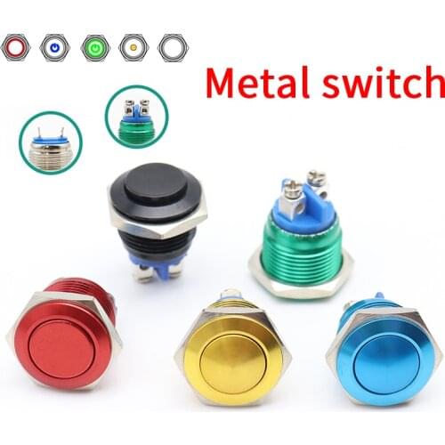 16mm/19mm/22mm Metal Oxidized Push Button Switch 1NO reset press button screw terminal momentary red black blue Green