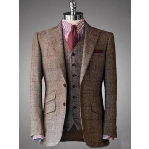 Fashion Best Quality fabric Suits Men Custom Made Tuxedo Suits 3 Piece Prom Wedding Business Casual Male Suit Set Plus Size 2020