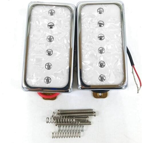 A Set of 2 White Pearl Electric Guitar Single Coil Bridge&Neck Pickups LP Humbucker Pickup 50 52