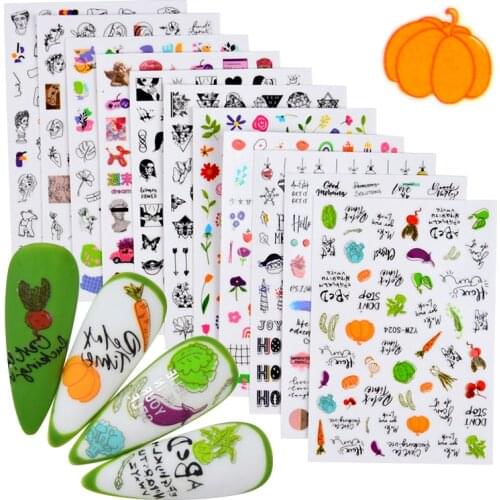 Nails Sticker Nail Art Decorations Flowers Leaves Decals Water Transfer Sliders Abstract Lady Face Fruit Foil Manicures Wraps