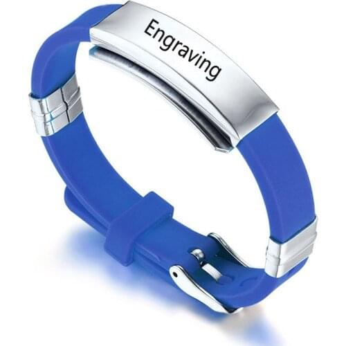 Personalize Kids Baby ID Bracelets Soft Silicone Rudder Stainless Steel Children Girls Boys Custom Emergency Name Phone