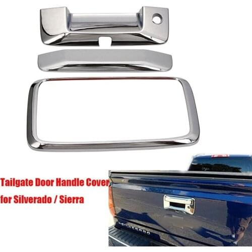 Polished Chrome Tailgate Door Handle Cover for 2014-2018 Chevy Silverado /GMC Sierra 1500 2500HD 3500HD with Camera Hole
