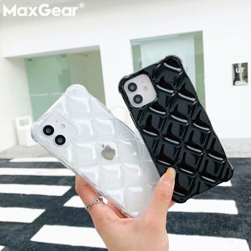 Luxury 3D Geometry Case For iPhone 11 12 Pro Max Mini XS 7 8 Plus 6S X XR SE 2020 iPhone11 Shockproof Bumper Soft Silicone Cover