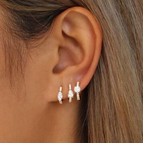 Classic 14K Gold Filled White Teardrop Cubic Zircon Huggie Hoop Earrings For Women CZ Fashion Gift Jewelry Wholesale