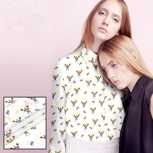 Monkey printing silk fabric soft crepe de chine silk fabric breathable silk fabric for dress natural silk fabric wholesale cloth